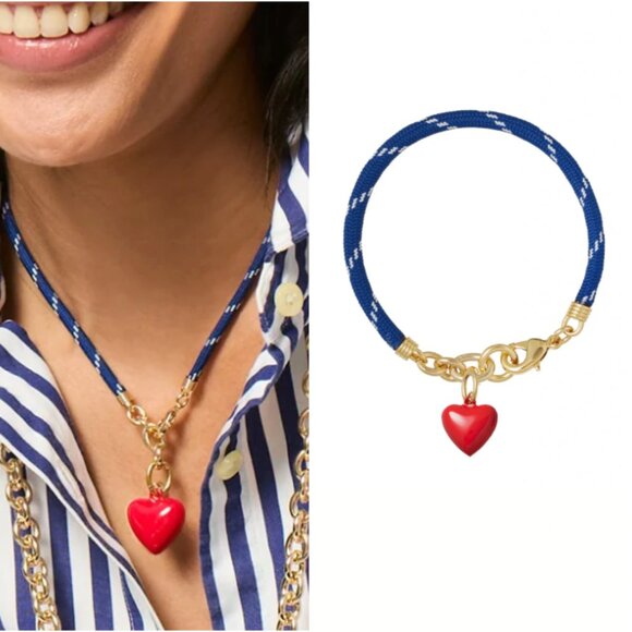 *Set* Roxanne Assoulin The Happy Cord Charm Necklace & Bracelet Set Blue/Red - Picture 1 of 5